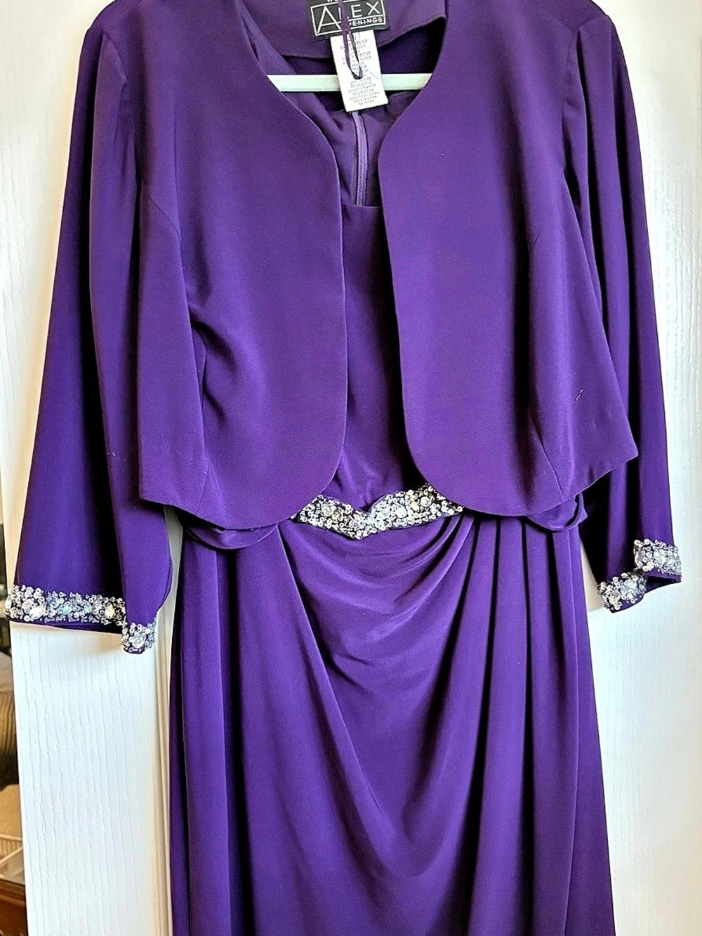 Alex Evenings Purple Embellished Dress with Jacket Size 14W